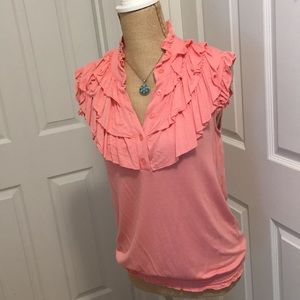 Forever 21 Pink Ruffled Sleeveless Top